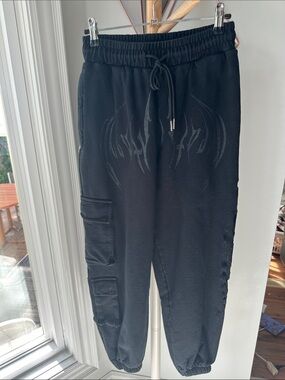 BREATHE DIVINITY Black Unisex/Men’s Cargo Jogger Pants Drawstring Waist Size XS